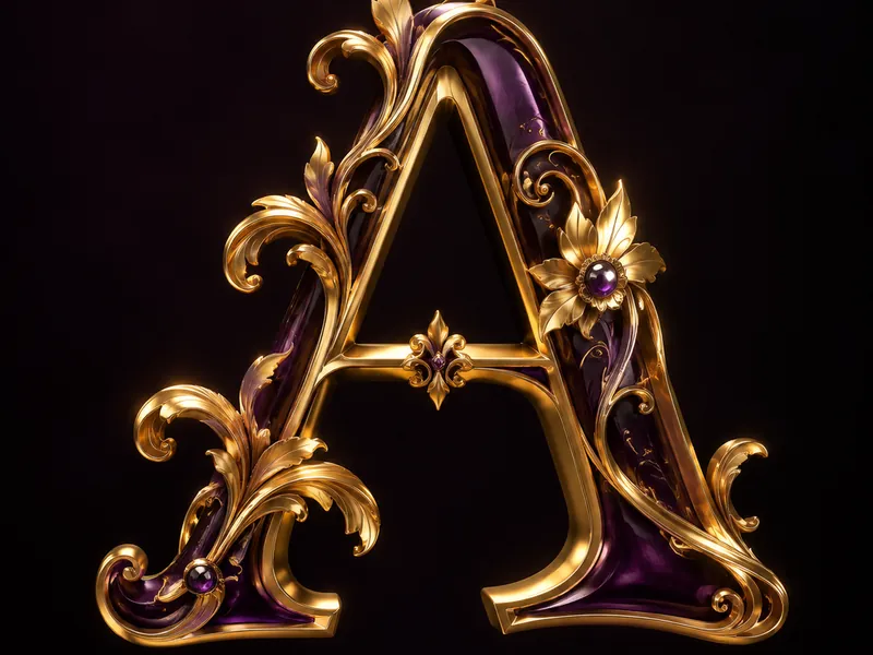 Decorative display lettering rendered as a three-dimensional alphabet sample